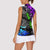 Hip Hop Battle Women Sleeveless Polo Shirt Smoking Ape Character and Purple Green Graffiti Street Art Design - Wonder Print Shop