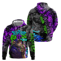 Hip Hop Battle Zip Hoodie Smoking Ape Character and Purple Green Graffiti Street Art Design - Wonder Print Shop
