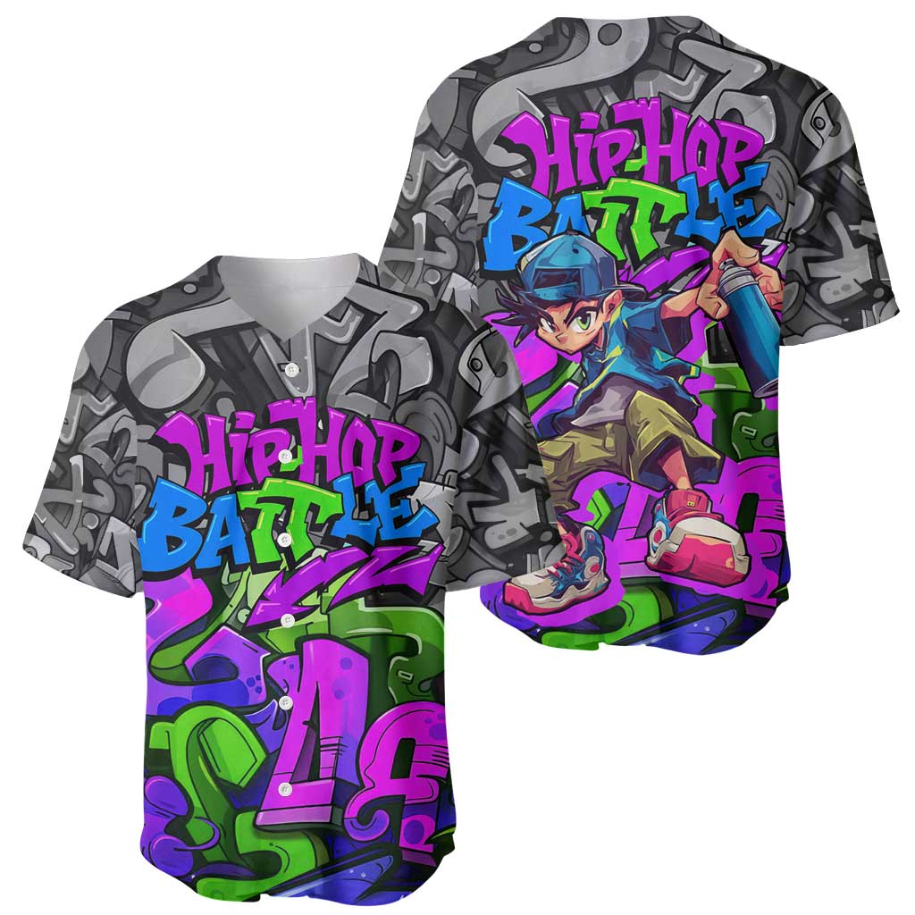 Hip Hop Battle Baseball Jersey Spray Can Kid Character and Colorful Graffiti Street Art Design - Wonder Print Shop