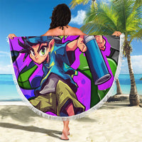 Hip Hop Battle Beach Blanket Spray Can Kid Character and Colorful Graffiti Street Art Design - Wonder Print Shop