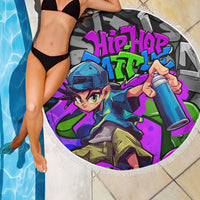 Hip Hop Battle Beach Blanket Spray Can Kid Character and Colorful Graffiti Street Art Design - Wonder Print Shop