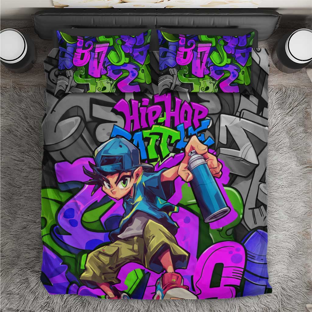 Hip Hop Battle Bedding Set Spray Can Kid Character and Colorful Graffiti Street Art Design - Wonder Print Shop