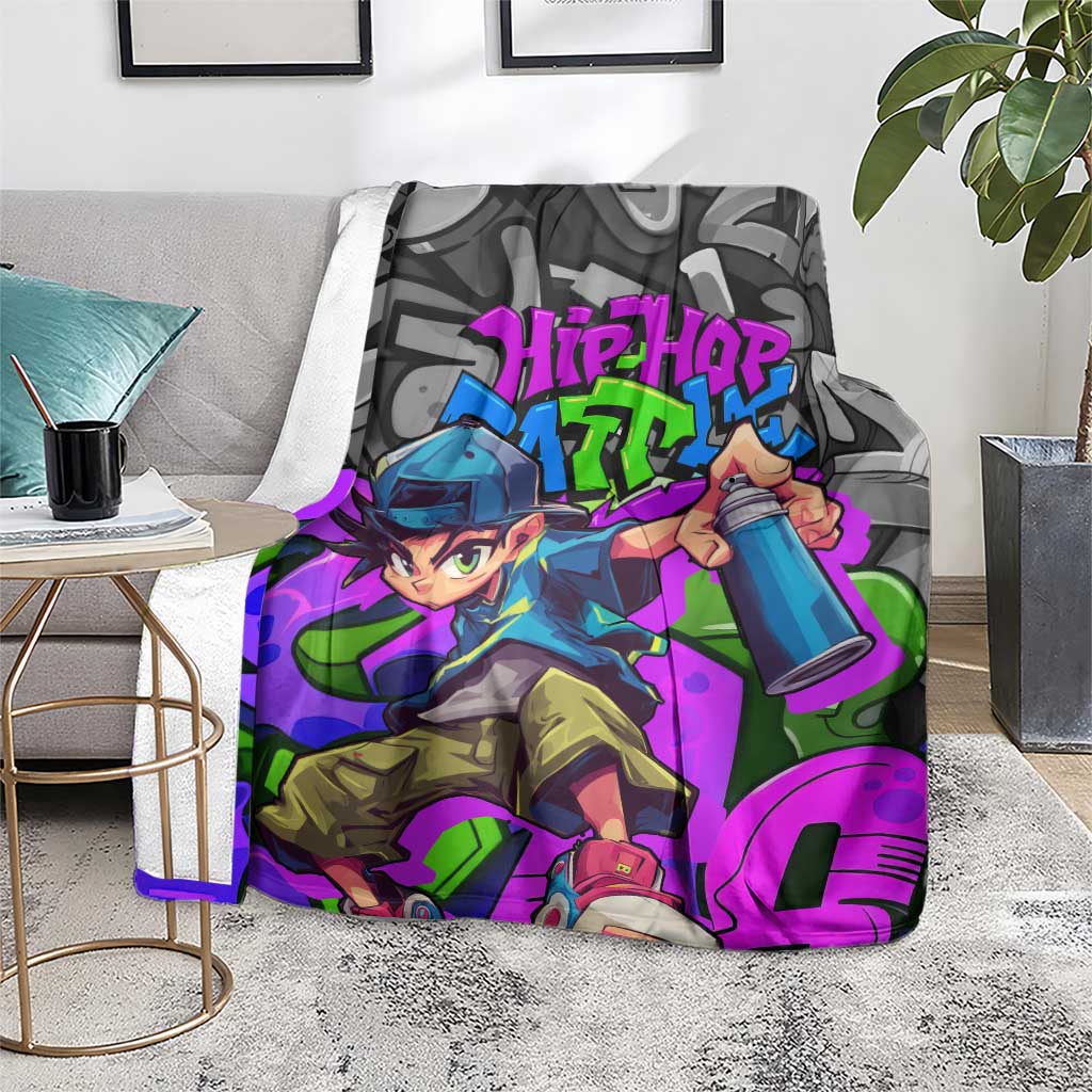 Hip Hop Battle Blanket Spray Can Kid Character and Colorful Graffiti Street Art Design - Wonder Print Shop