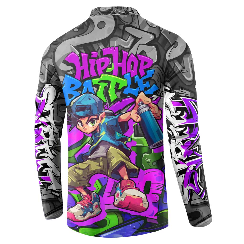 Hip Hop Battle Button Sweatshirt Spray Can Kid Character and Colorful Graffiti Street Art Design - Wonder Print Shop