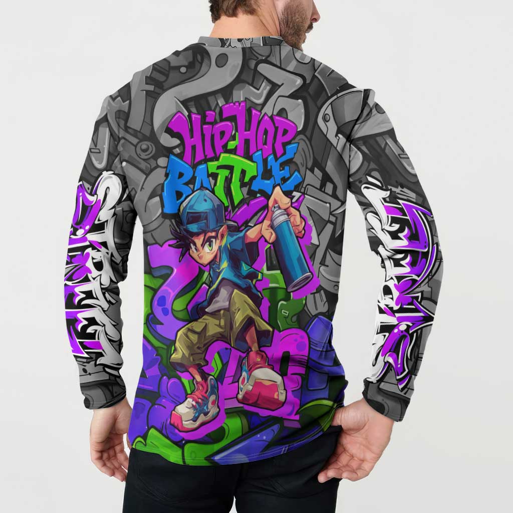 Hip Hop Battle Button Sweatshirt Spray Can Kid Character and Colorful Graffiti Street Art Design - Wonder Print Shop