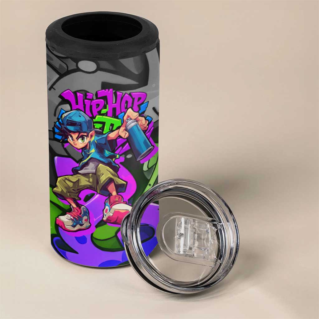 Hip Hop Battle 4 in 1 Can Cooler Tumbler Spray Can Kid Character and Colorful Graffiti Street Art Design - Wonder Print Shop