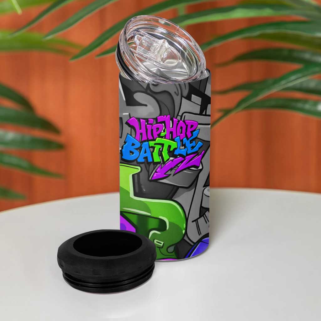 Hip Hop Battle 4 in 1 Can Cooler Tumbler Spray Can Kid Character and Colorful Graffiti Street Art Design - Wonder Print Shop