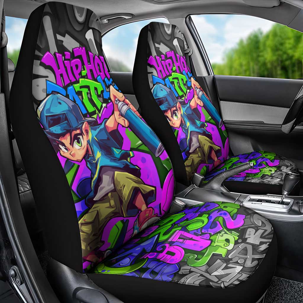 Hip Hop Battle Car Seat Cover Spray Can Kid Character and Colorful Graffiti Street Art Design - Wonder Print Shop