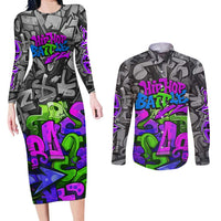 Hip Hop Battle Couples Matching Long Sleeve Bodycon Dress and Long Sleeve Button Shirt Spray Can Kid Character and Colorful Graffiti Street Art Design - Wonder Print Shop