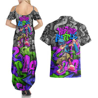 Hip Hop Battle Couples Matching Summer Maxi Dress and Hawaiian Shirt Spray Can Kid Character and Colorful Graffiti Street Art Design - Wonder Print Shop