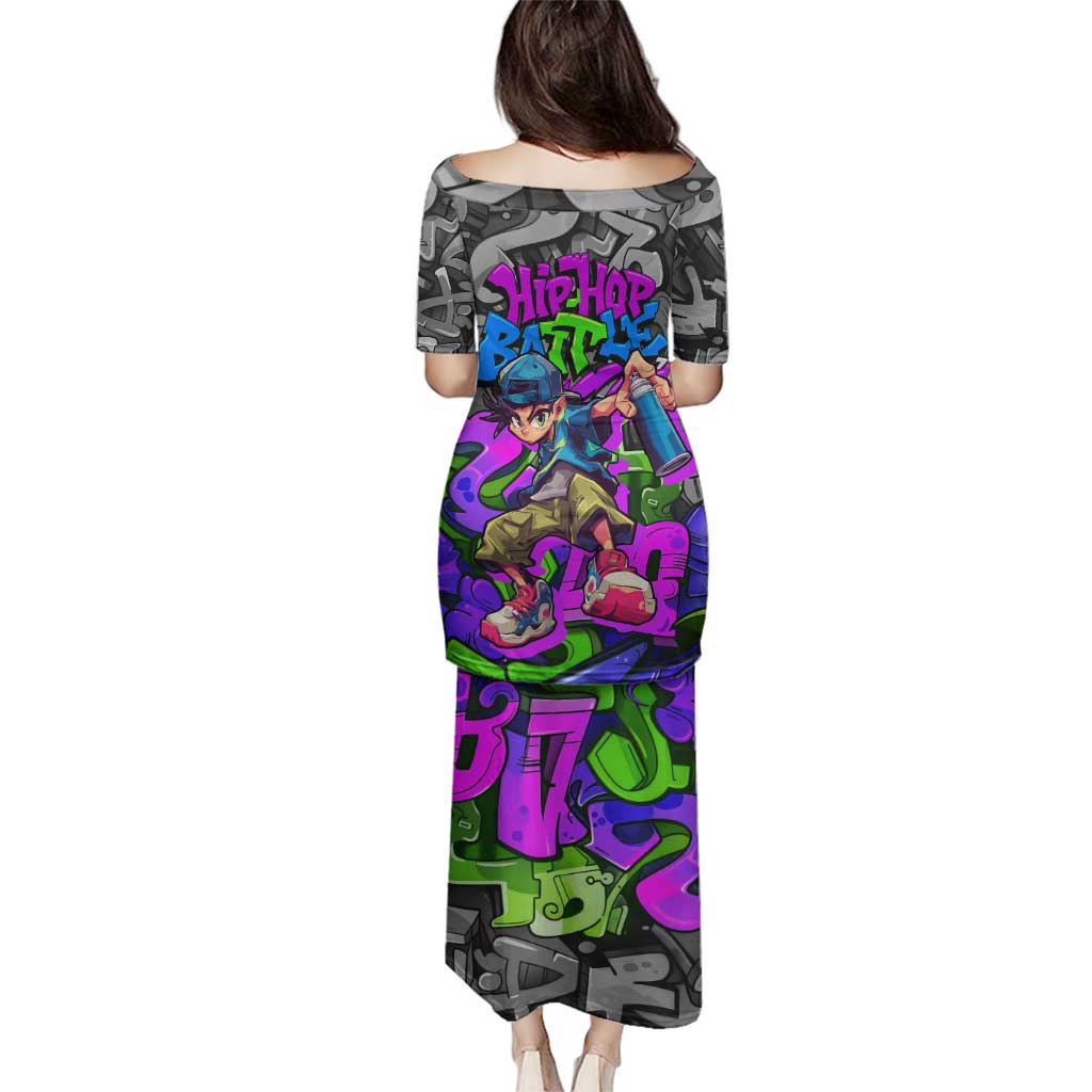 Hip Hop Battle Family Matching Puletasi and Hawaiian Shirt Spray Can Kid Character and Colorful Graffiti Street Art Design - Wonder Print Shop