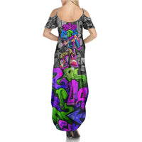 Hip Hop Battle Family Matching Summer Maxi Dress and Hawaiian Shirt Spray Can Kid Character and Colorful Graffiti Street Art Design - Wonder Print Shop