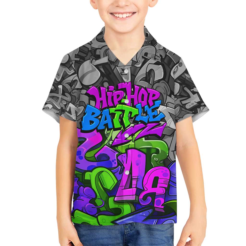 Hip Hop Battle Family Matching Summer Maxi Dress and Hawaiian Shirt Spray Can Kid Character and Colorful Graffiti Street Art Design - Wonder Print Shop