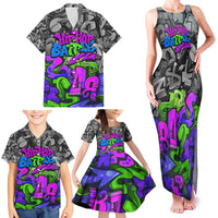 Hip Hop Battle Family Matching Tank Maxi Dress and Hawaiian Shirt Spray Can Kid Character and Colorful Graffiti Street Art Design - Wonder Print Shop