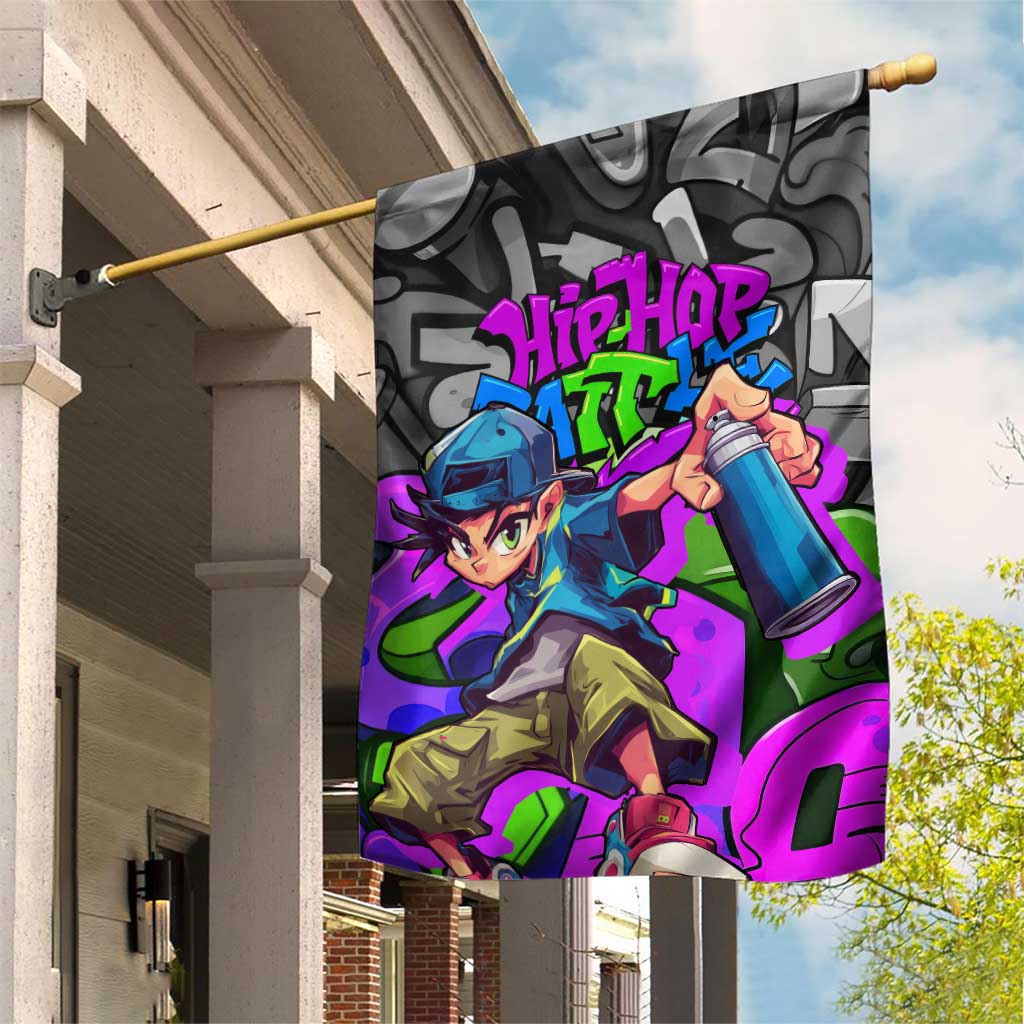 Hip Hop Battle Garden Flag Spray Can Kid Character and Colorful Graffiti Street Art Design - Wonder Print Shop