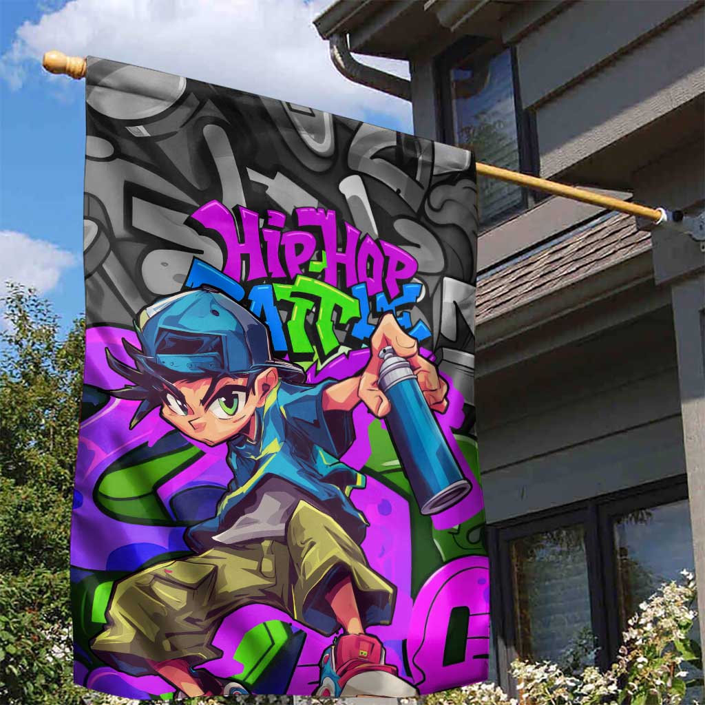 Hip Hop Battle Garden Flag Spray Can Kid Character and Colorful Graffiti Street Art Design - Wonder Print Shop