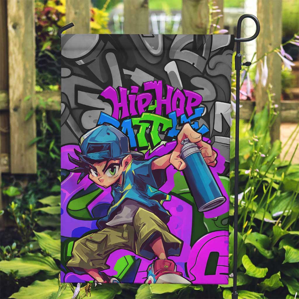 Hip Hop Battle Garden Flag Spray Can Kid Character and Colorful Graffiti Street Art Design - Wonder Print Shop