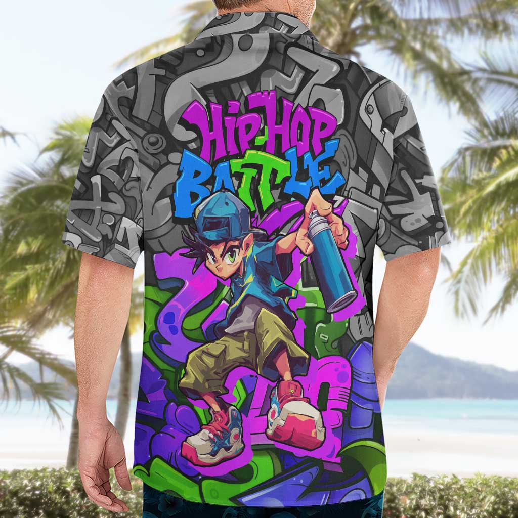 Hip Hop Battle Hawaiian Shirt Spray Can Kid Character and Colorful Graffiti Street Art Design - Wonder Print Shop
