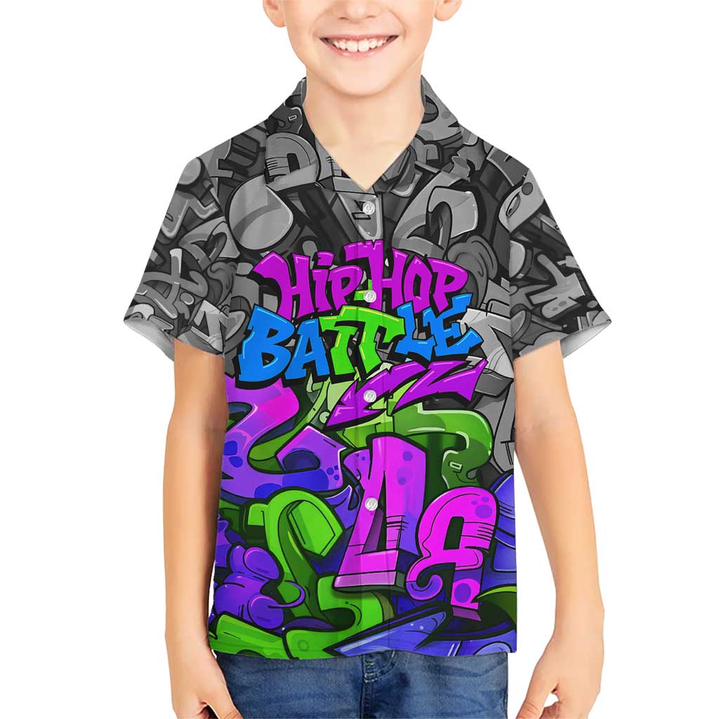 Hip Hop Battle Hawaiian Shirt Spray Can Kid Character and Colorful Graffiti Street Art Design - Wonder Print Shop