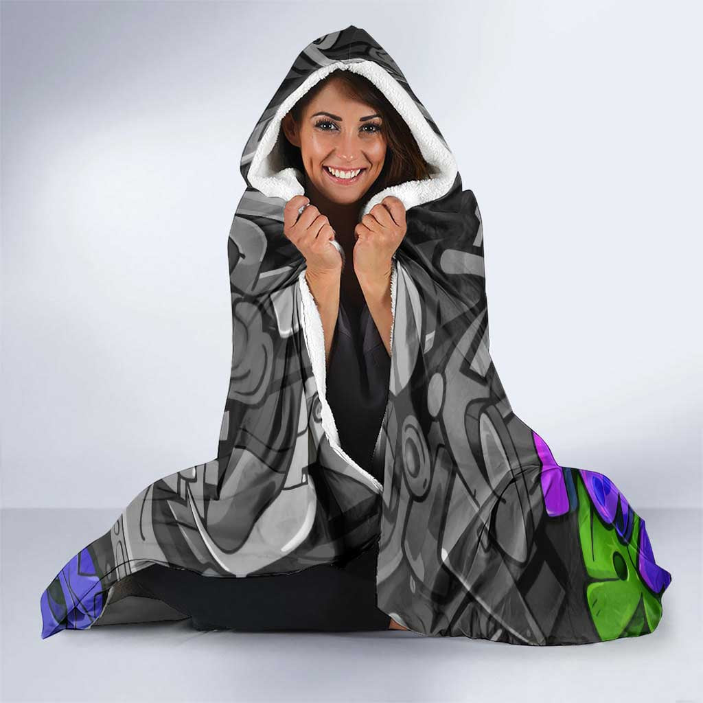 Hip Hop Battle Hooded Blanket Spray Can Kid Character and Colorful Graffiti Street Art Design - Wonder Print Shop