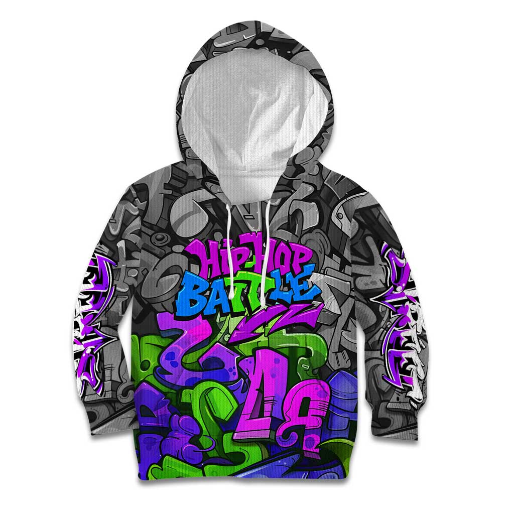 Hip Hop Battle Kid Hoodie Spray Can Kid Character and Colorful Graffiti Street Art Design - Wonder Print Shop