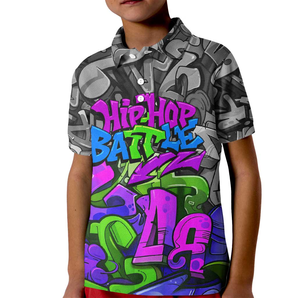 Hip Hop Battle Kid Polo Shirt Spray Can Kid Character and Colorful Graffiti Street Art Design - Wonder Print Shop