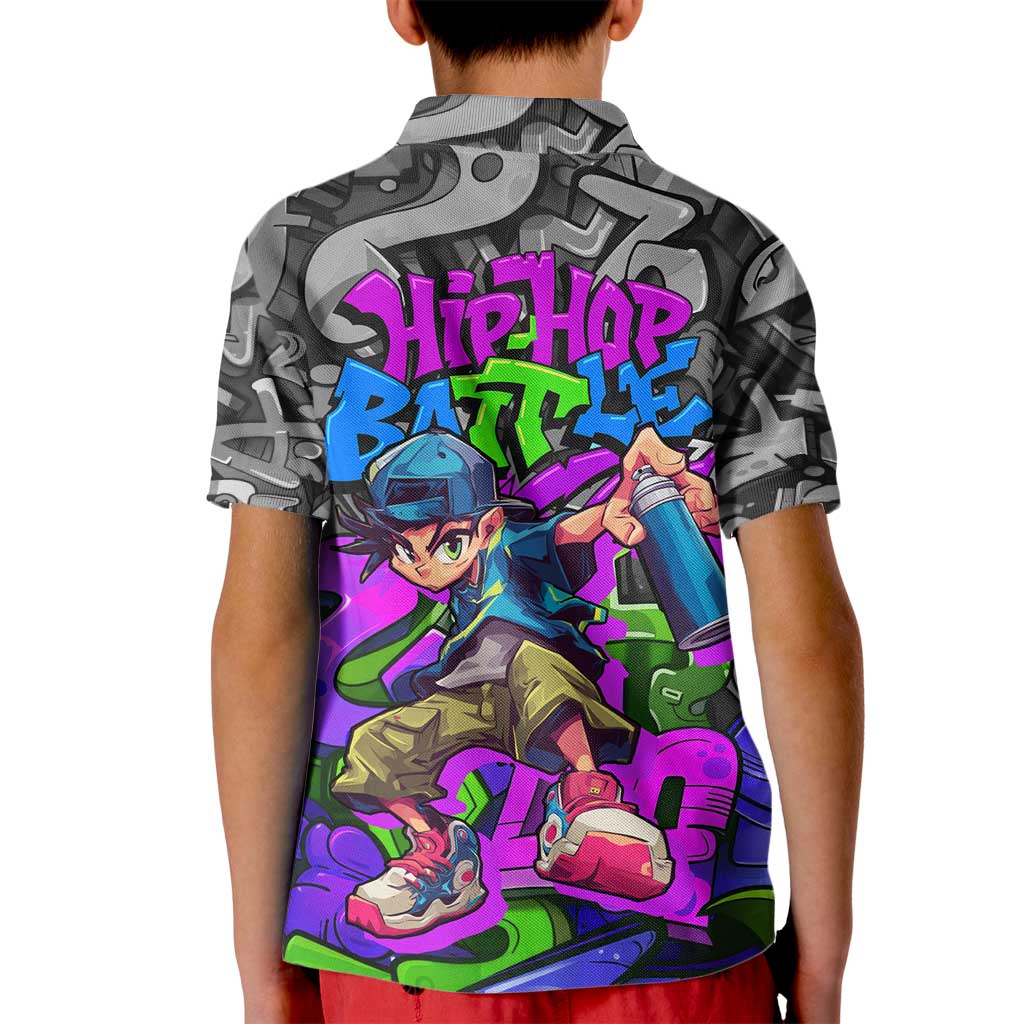 Hip Hop Battle Kid Polo Shirt Spray Can Kid Character and Colorful Graffiti Street Art Design - Wonder Print Shop