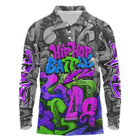 Hip Hop Battle Long Sleeve Polo Shirt Spray Can Kid Character and Colorful Graffiti Street Art Design - Wonder Print Shop