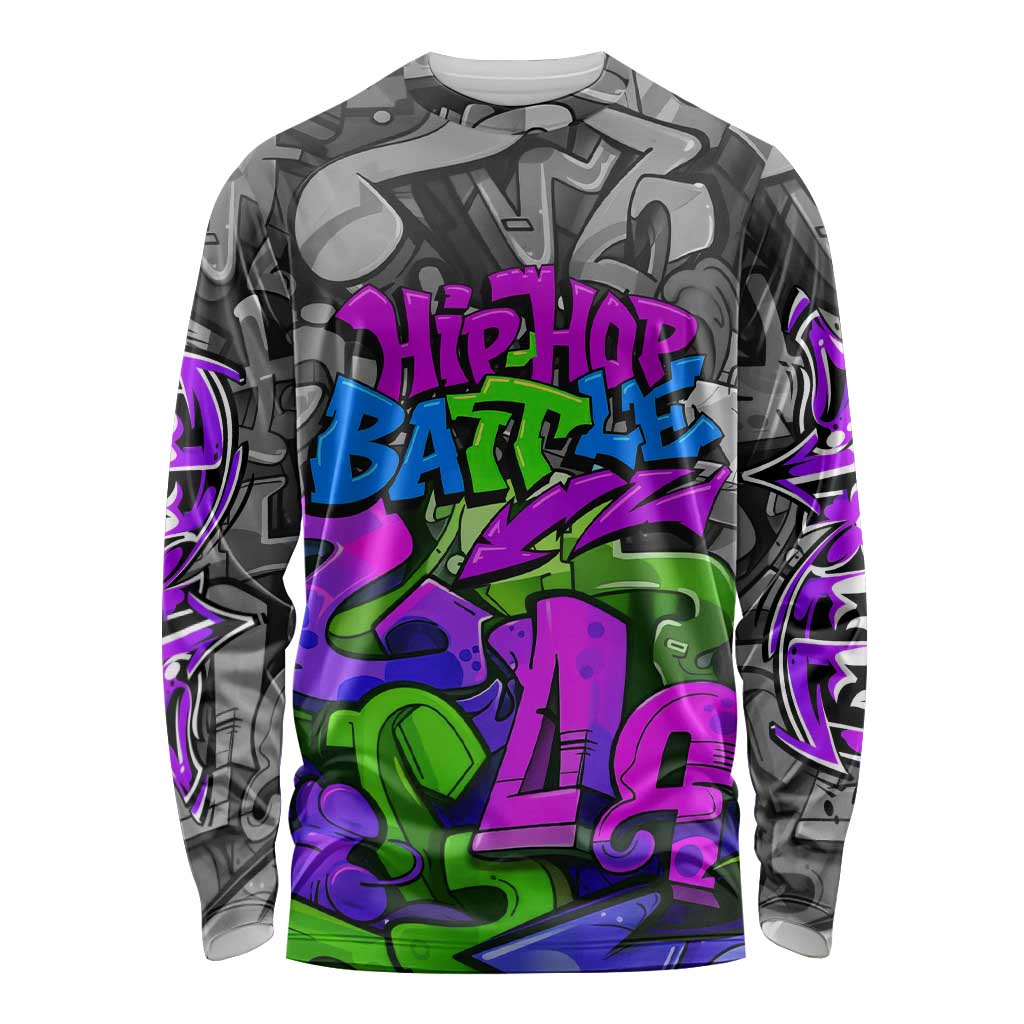 Hip Hop Battle Long Sleeve Shirt Spray Can Kid Character and Colorful Graffiti Street Art Design - Wonder Print Shop