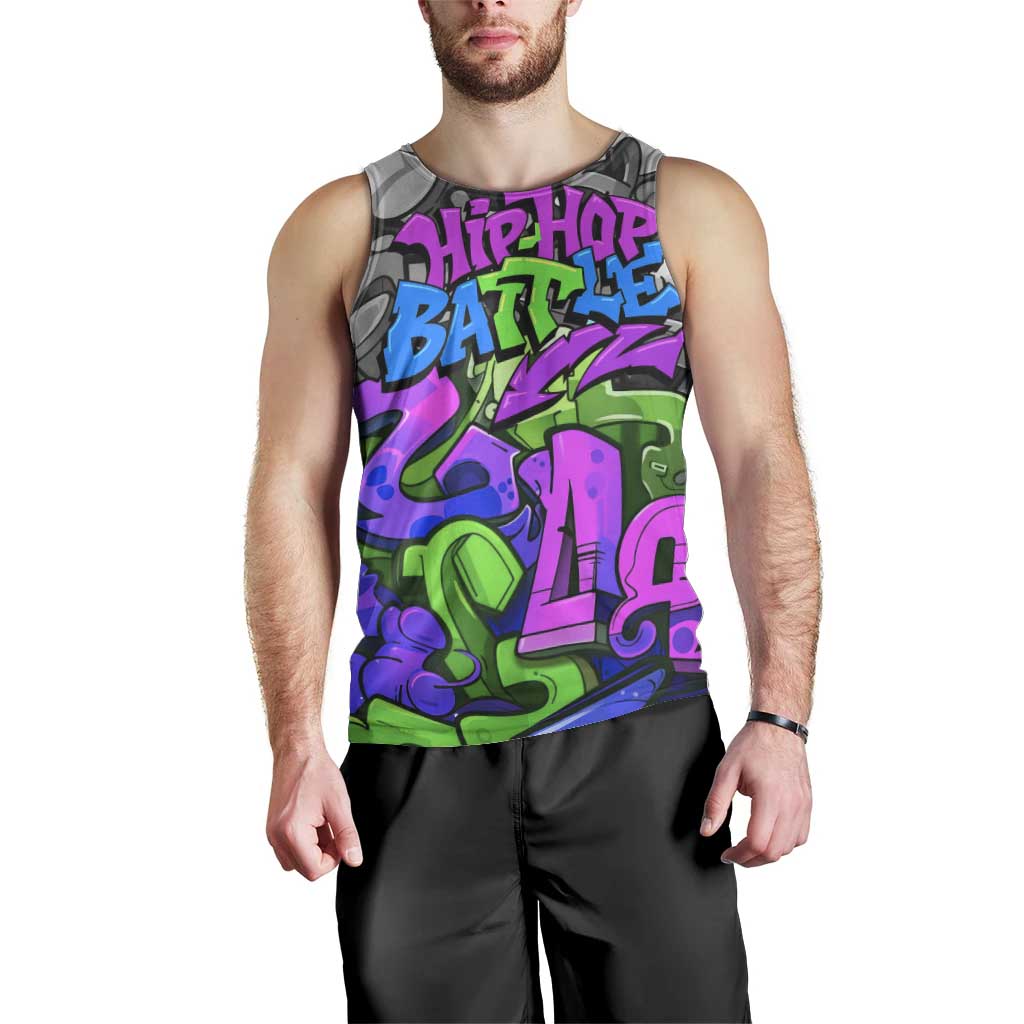 Hip Hop Battle Men Tank Top Spray Can Kid Character and Colorful Graffiti Street Art Design - Wonder Print Shop
