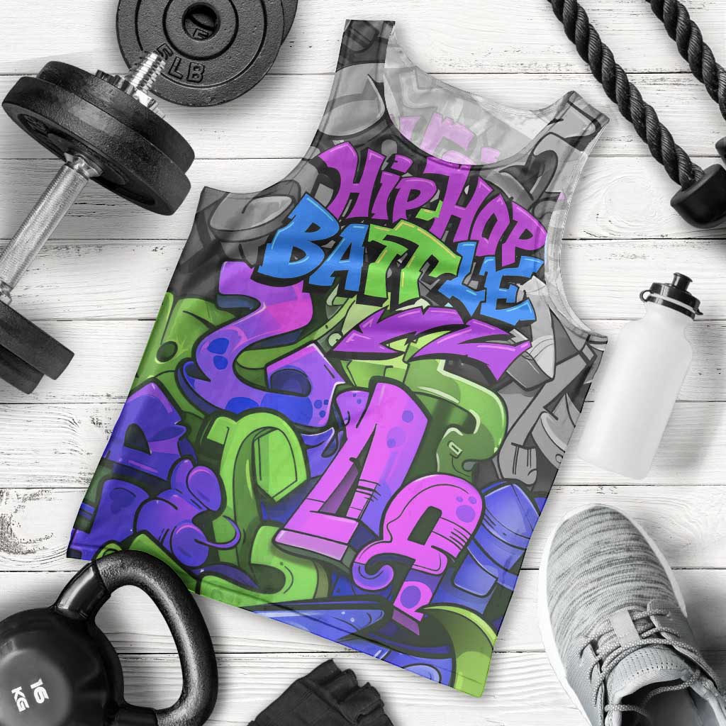Hip Hop Battle Men Tank Top Spray Can Kid Character and Colorful Graffiti Street Art Design - Wonder Print Shop