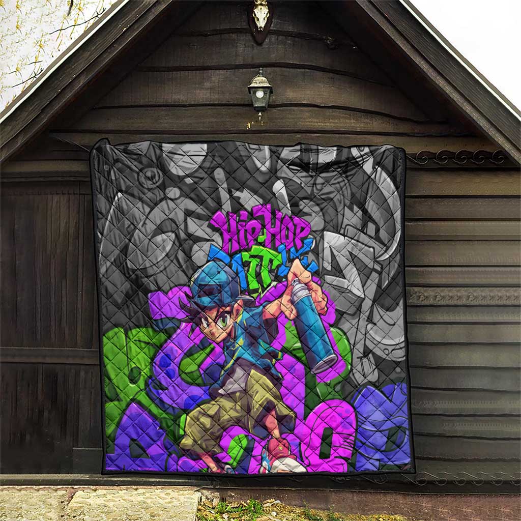 Hip Hop Battle Quilt Spray Can Kid Character and Colorful Graffiti Street Art Design - Wonder Print Shop