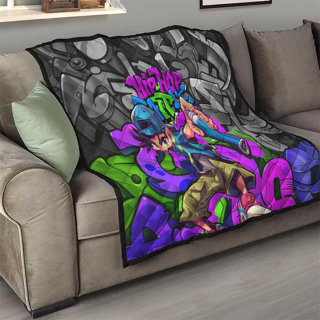 Hip Hop Battle Quilt Spray Can Kid Character and Colorful Graffiti Street Art Design - Wonder Print Shop