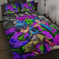 Hip Hop Battle Quilt Bed Set Spray Can Kid Character and Colorful Graffiti Street Art Design - Wonder Print Shop