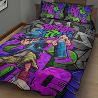 Hip Hop Battle Quilt Bed Set Spray Can Kid Character and Colorful Graffiti Street Art Design - Wonder Print Shop