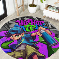 Hip Hop Battle Round Carpet Spray Can Kid Character and Colorful Graffiti Street Art Design - Wonder Print Shop