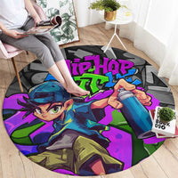 Hip Hop Battle Round Carpet Spray Can Kid Character and Colorful Graffiti Street Art Design - Wonder Print Shop
