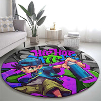 Hip Hop Battle Round Carpet Spray Can Kid Character and Colorful Graffiti Street Art Design - Wonder Print Shop