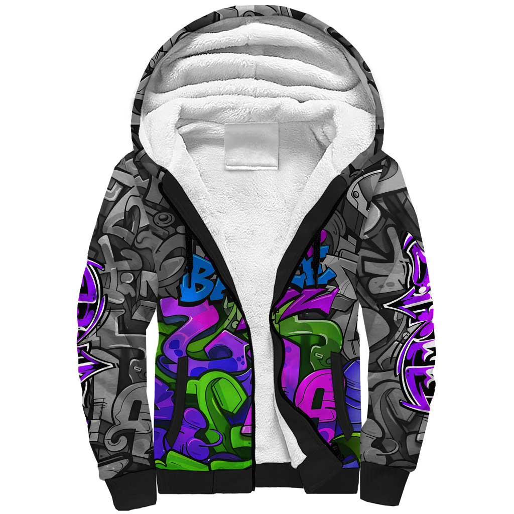 Hip Hop Battle Sherpa Hoodie Spray Can Kid Character and Colorful Graffiti Street Art Design - Wonder Print Shop