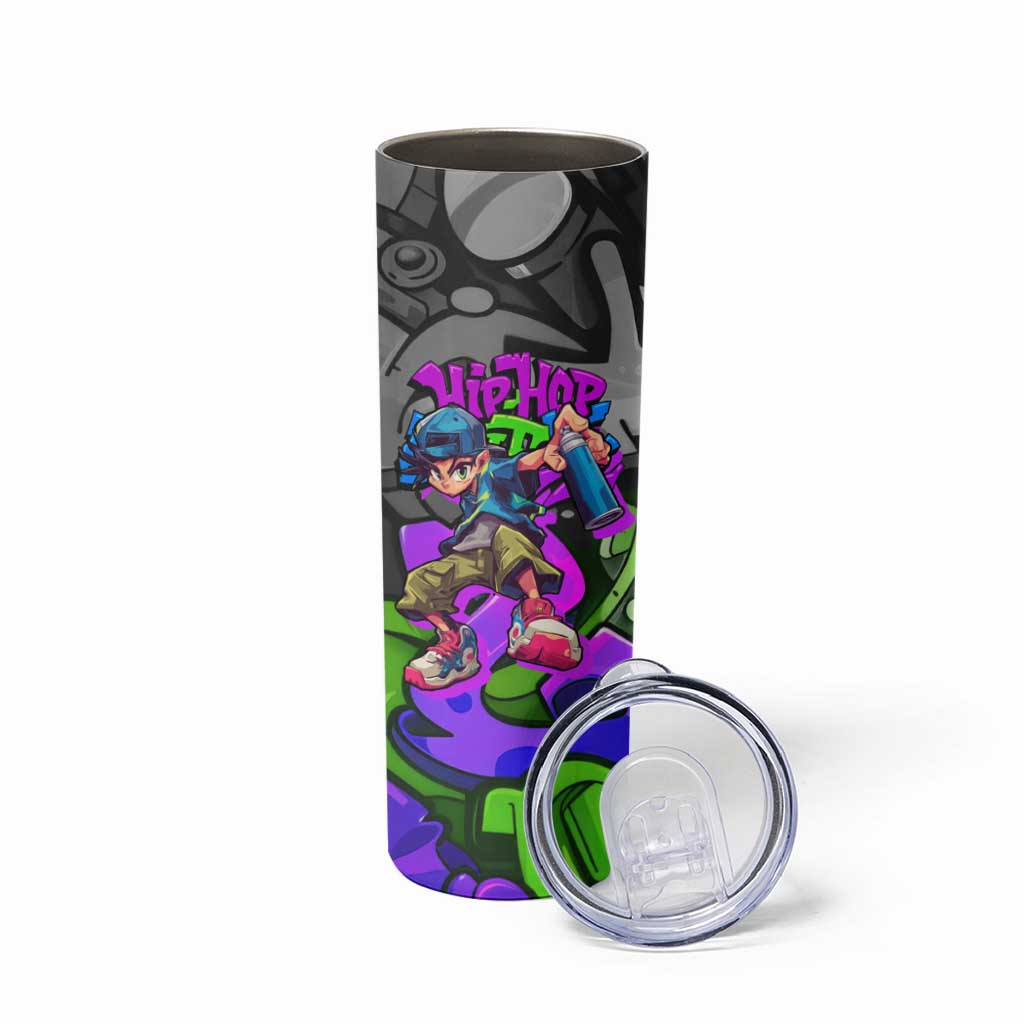 Hip Hop Battle Skinny Tumbler Spray Can Kid Character and Colorful Graffiti Street Art Design - Wonder Print Shop