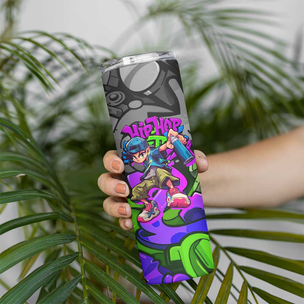 Hip Hop Battle Skinny Tumbler Spray Can Kid Character and Colorful Graffiti Street Art Design - Wonder Print Shop