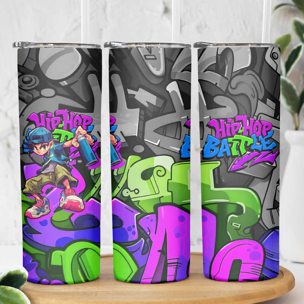 Hip Hop Battle Skinny Tumbler Spray Can Kid Character and Colorful Graffiti Street Art Design - Wonder Print Shop