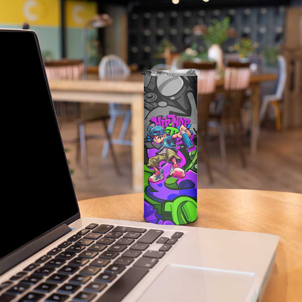 Hip Hop Battle Skinny Tumbler Spray Can Kid Character and Colorful Graffiti Street Art Design - Wonder Print Shop