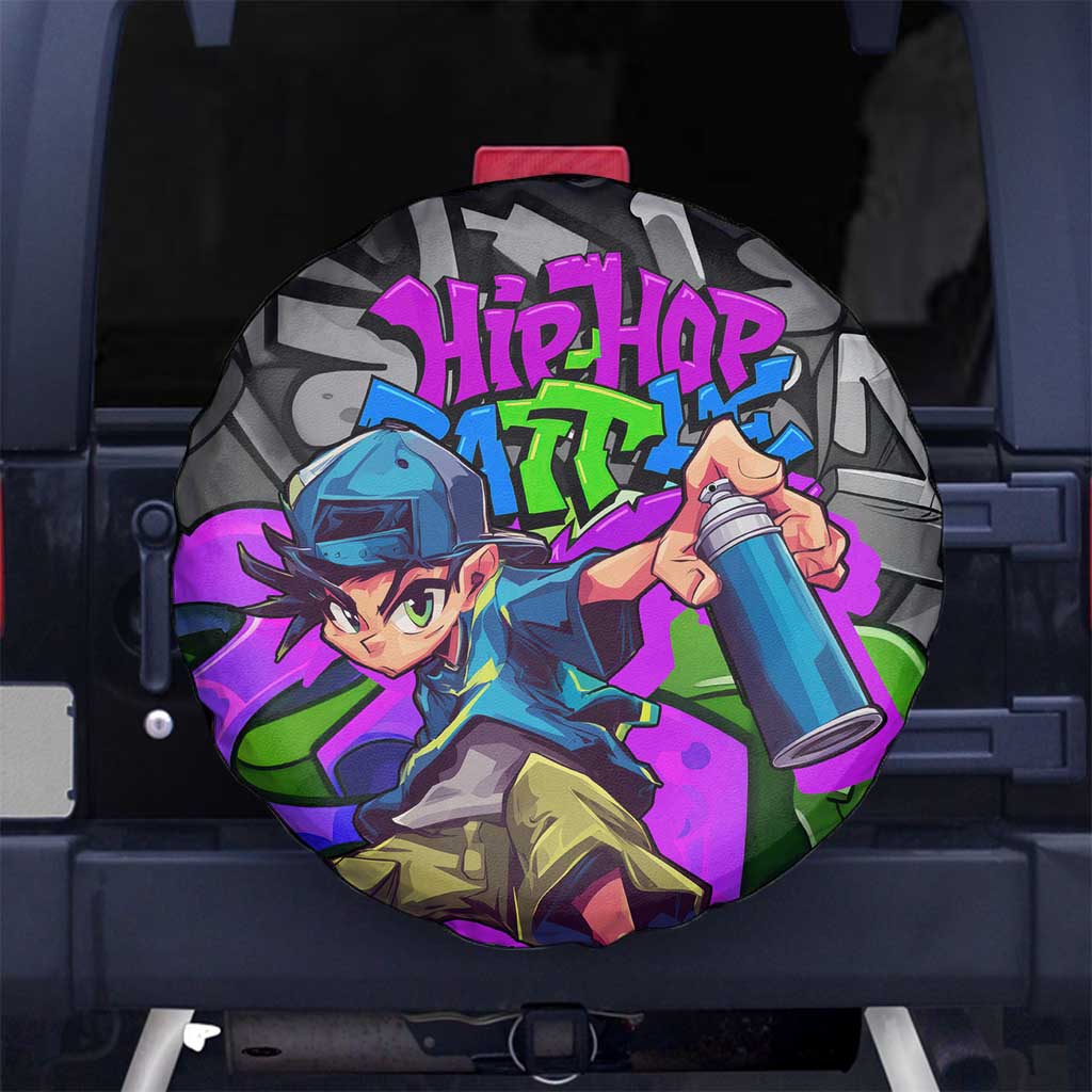 Hip Hop Battle Spare Tire Cover Spray Can Kid Character and Colorful Graffiti Street Art Design - Wonder Print Shop