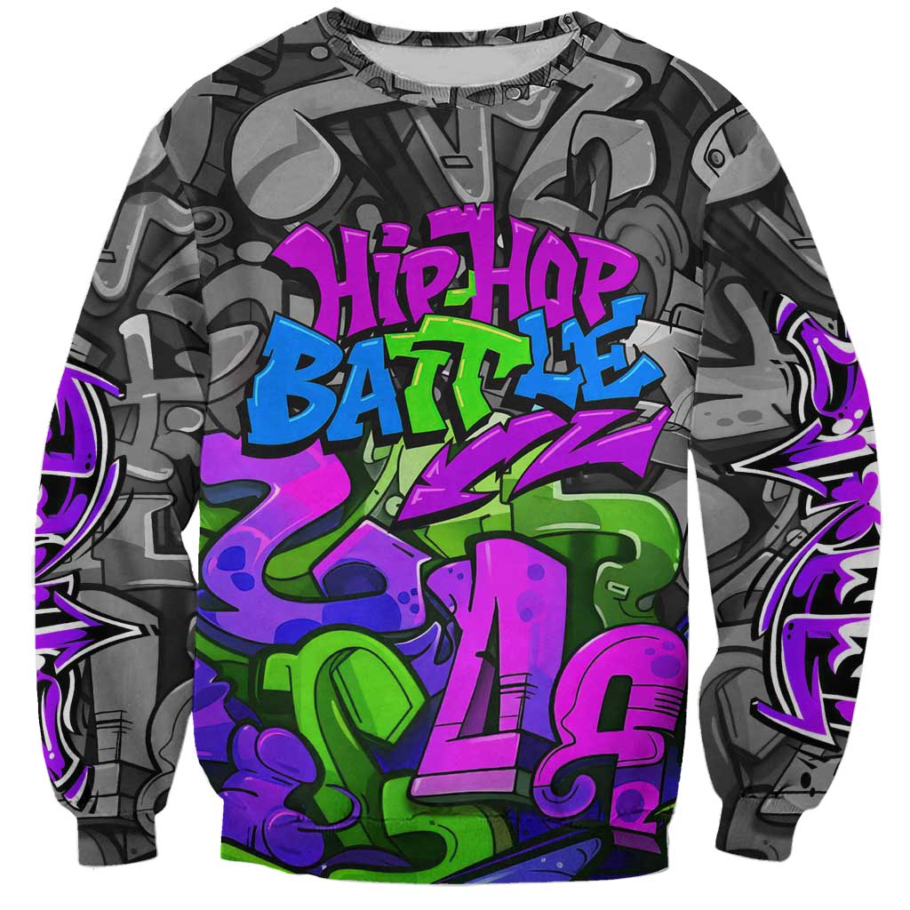 Hip Hop Battle Sweatshirt Spray Can Kid Character and Colorful Graffiti Street Art Design - Wonder Print Shop