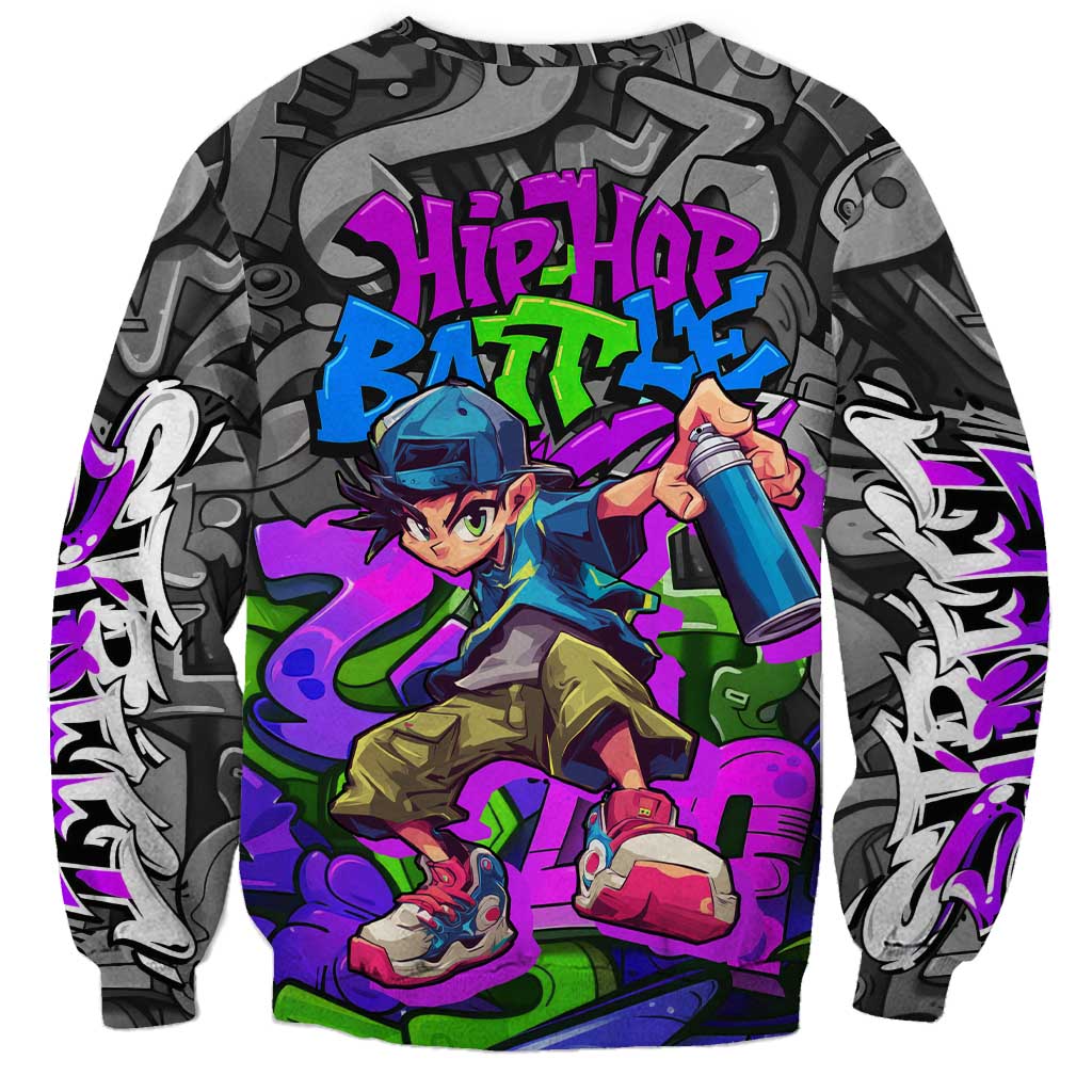 Hip Hop Battle Sweatshirt Spray Can Kid Character and Colorful Graffiti Street Art Design - Wonder Print Shop