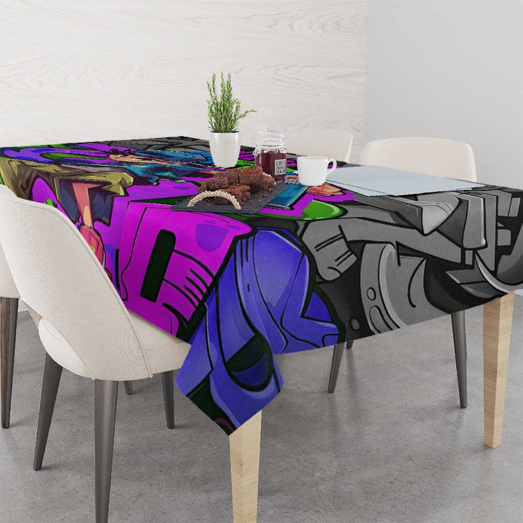 Hip Hop Battle Tablecloth Spray Can Kid Character and Colorful Graffiti Street Art Design - Wonder Print Shop