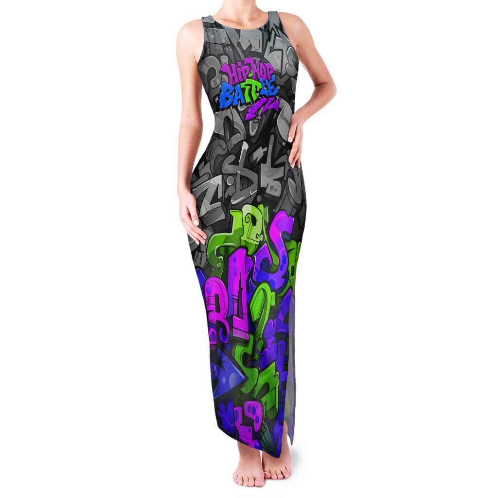 Hip Hop Battle Tank Maxi Dress Spray Can Kid Character and Colorful Graffiti Street Art Design - Wonder Print Shop