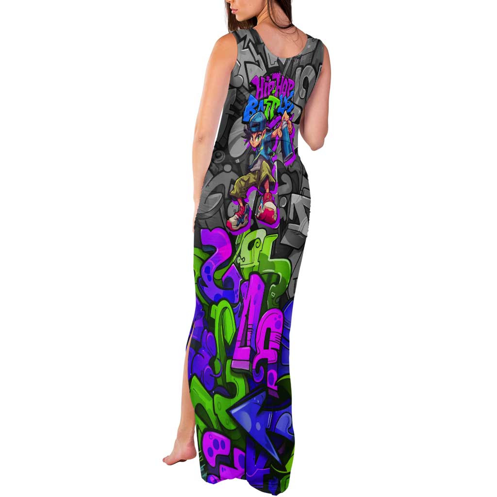 Hip Hop Battle Tank Maxi Dress Spray Can Kid Character and Colorful Graffiti Street Art Design - Wonder Print Shop