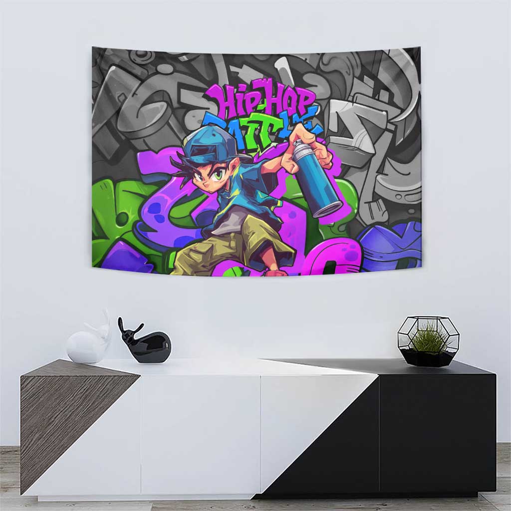 Hip Hop Battle Tapestry Spray Can Kid Character and Colorful Graffiti Street Art Design - Wonder Print Shop